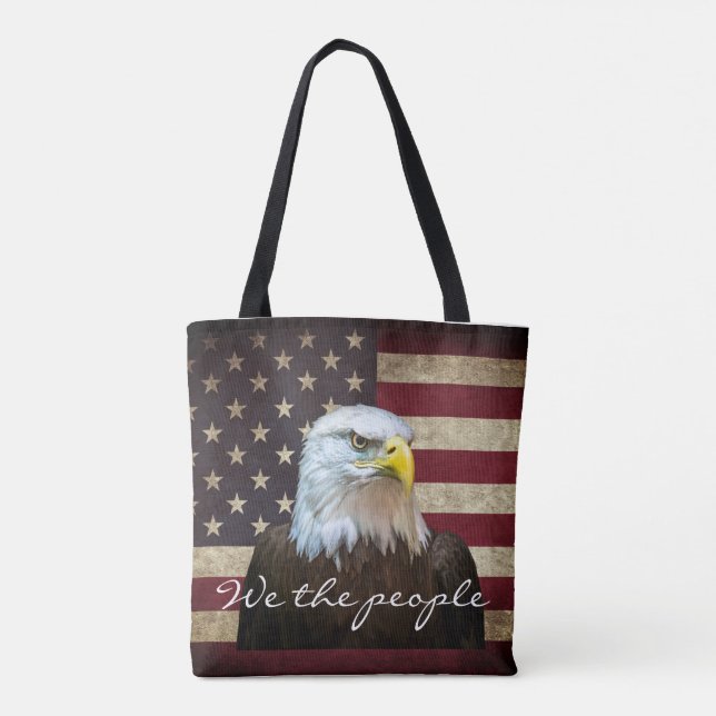 We The People American Flag Bald Eagle  Tote Bag (Back)