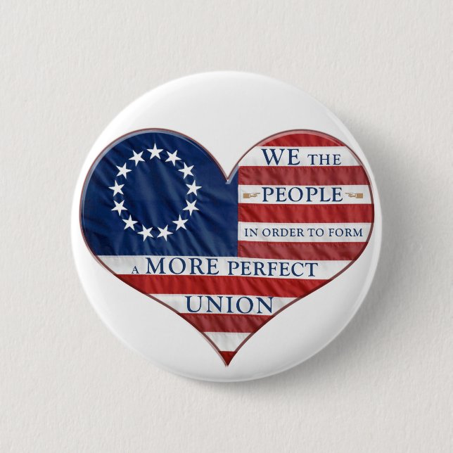 We The People American Flag Heart 6 Cm Round Badge (Front)