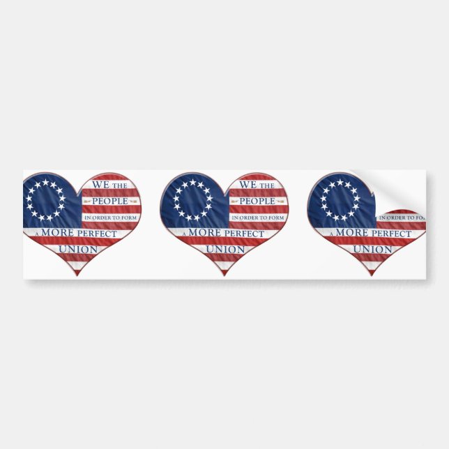 We The People American Flag Heart Bumper Sticker (Front)