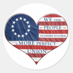 We The People American Flag Heart Classic Round Sticker