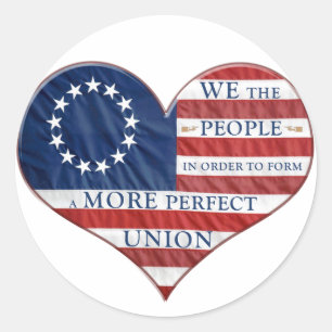 We The People American Flag Heart Classic Round Sticker