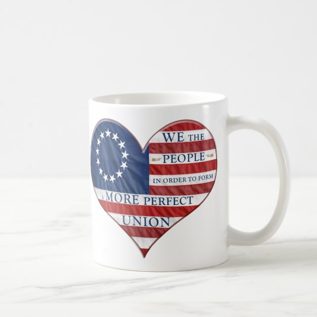 We The People American Flag Heart Coffee Mug (Right)