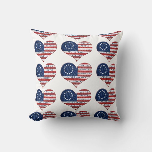 We The People American Flag Heart Cushion (Front)