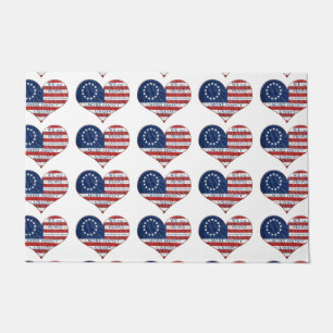 We The People American Flag Heart Doormat