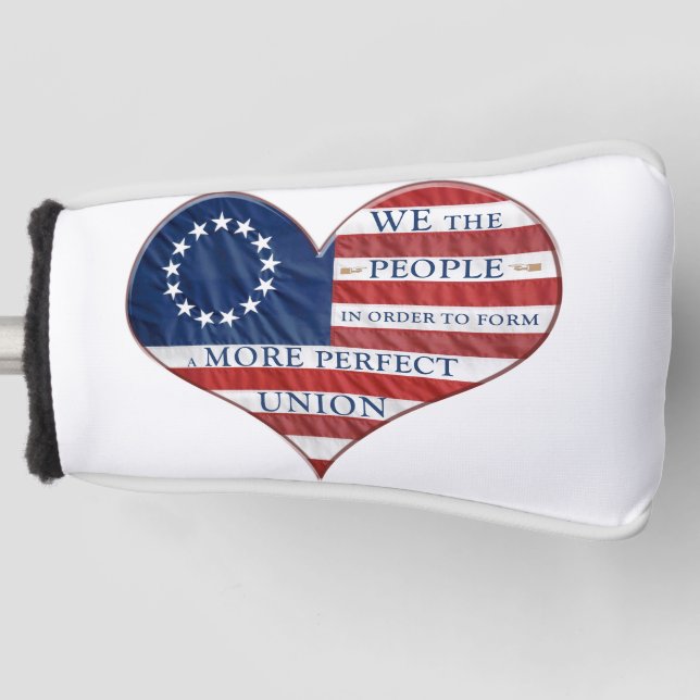 We The People American Flag Heart Golf Head Cover (Front)