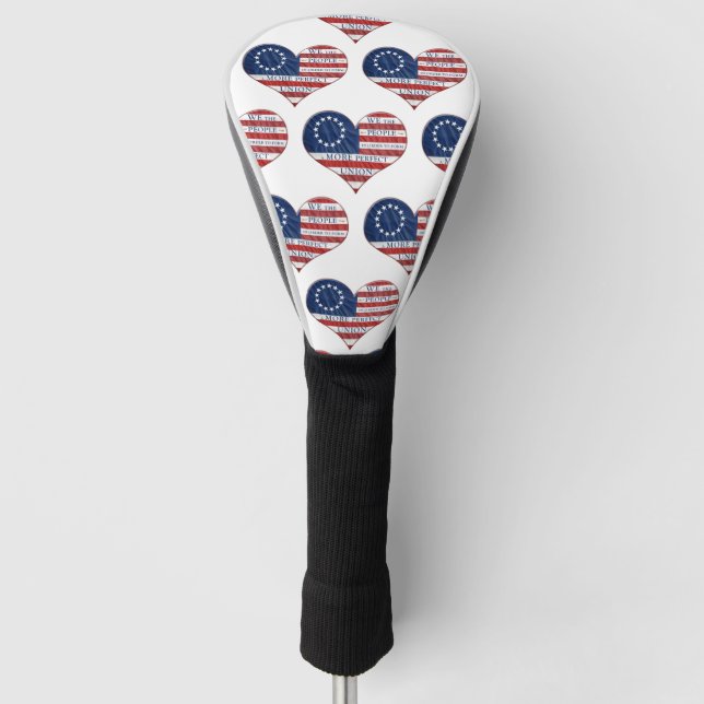 We The People American Flag Heart Golf Head Cover (Front)