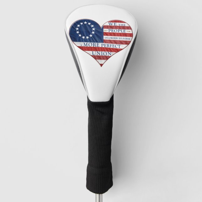 We The People American Flag Heart Golf Head Cover (Front)