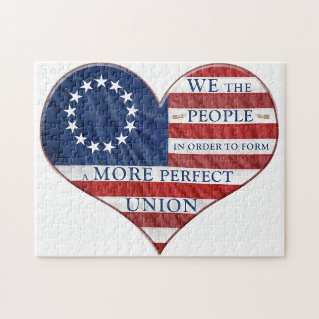 We The People American Flag Heart Jigsaw Puzzle (Horizontal)