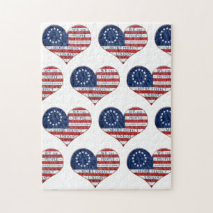 We The People American Flag Heart  Jigsaw Puzzle