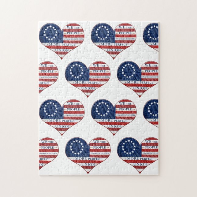 We The People American Flag Heart  Jigsaw Puzzle (Vertical)