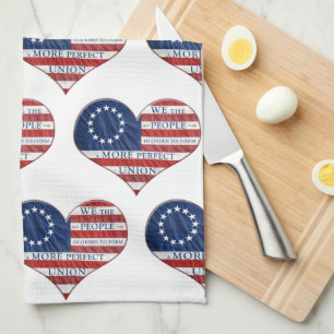 We The People American Flag Heart Kitchen Towel