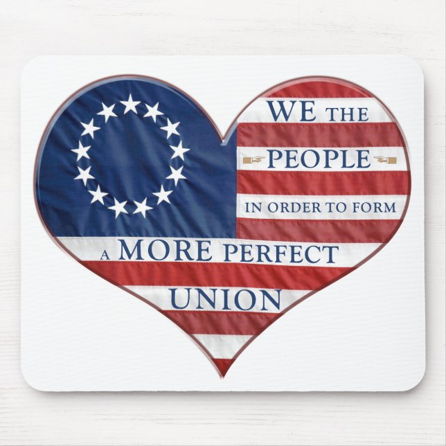 We The People American Flag Heart Mouse Mat (Front)