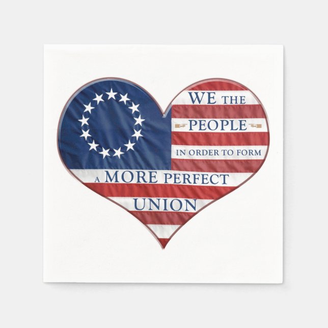 We The People American Flag Heart Napkin (Front)