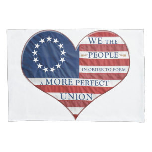 We The People American Flag Heart Pillowcase