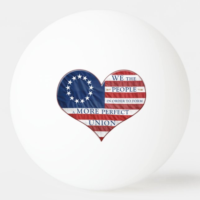 We The People American Flag Heart Ping Pong Ball (Front)