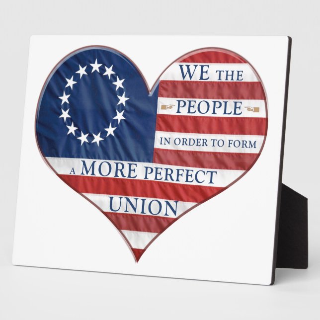 We The People American Flag Heart Plaque (Side)