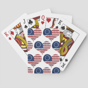 We The People American Flag Heart  Playing Cards
