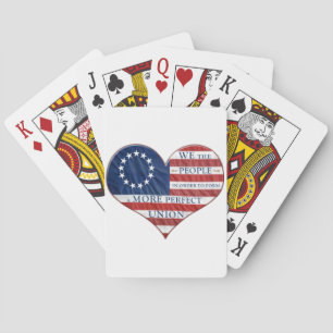 We The People American Flag Heart Playing Cards