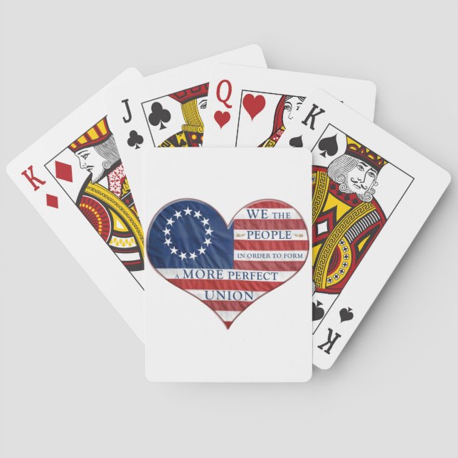 We The People American Flag Heart Playing Cards (Back)