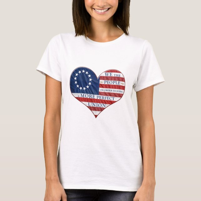 We The People American Flag Heart T-Shirt (Front)