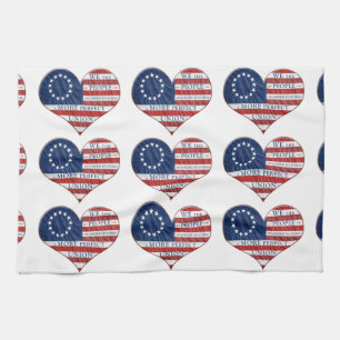 We The People American Flag Heart Tea Towel