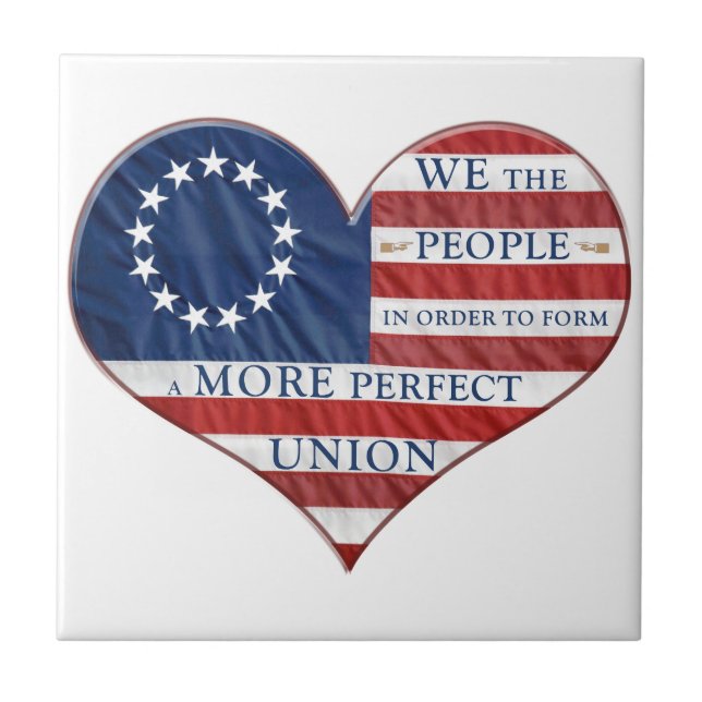 We The People American Flag Heart Tile (Front)