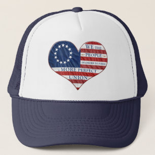 We The People American Flag Heart Trucker Hat