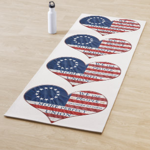 We The People American Flag Heart Yoga Mat
