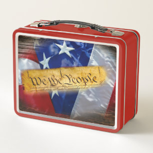 We The People American Flag Metal Lunch Box