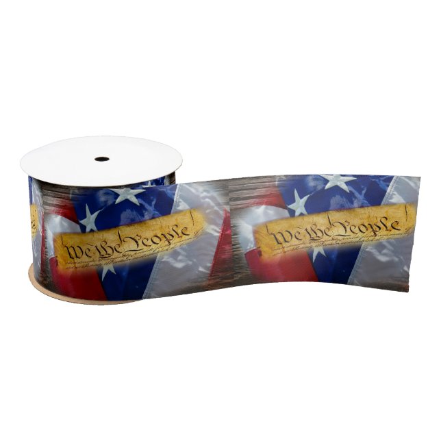 We The People American Flag Satin Ribbon (Spool)