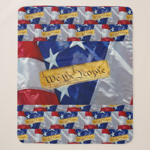 We The People American Flag Sherpa Blanket