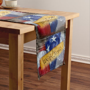 We The People American Flag Short Table Runner
