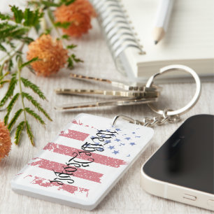 We the People American Peace Flag Splat Key Ring