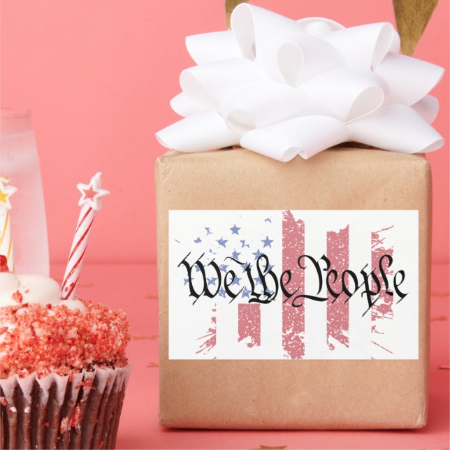 We the People American Peace Flag Splat Rectangular Sticker (Party)