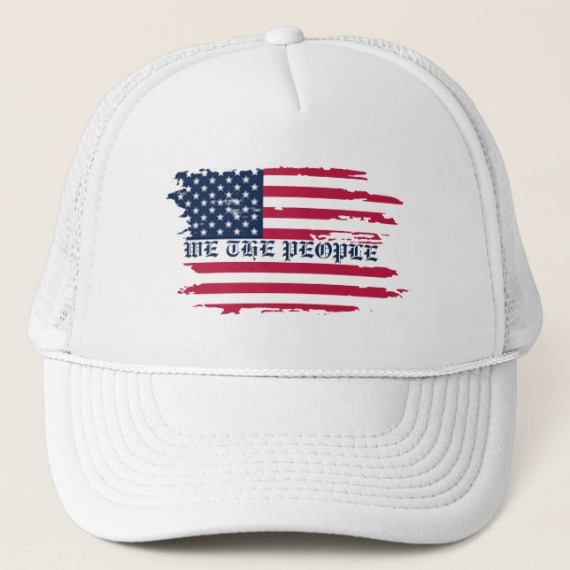 We the People Baseball Hat - Patriotic Trucker Cap (Front)