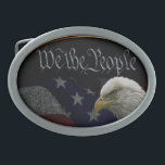 We The People Belt Buckle<br><div class="desc">Patriotic belt buckle with a photo of a flag and a bald eagle with the words "We The People" in old English text across the top. Great gift for dad or a veteran.</div>