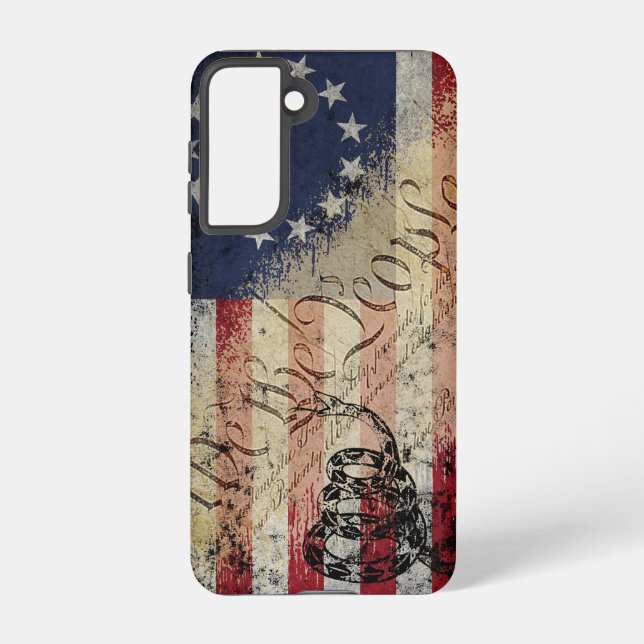 We The People Betsy Ross American Flag and Snake Samsung Galaxy S21 Case (Back)