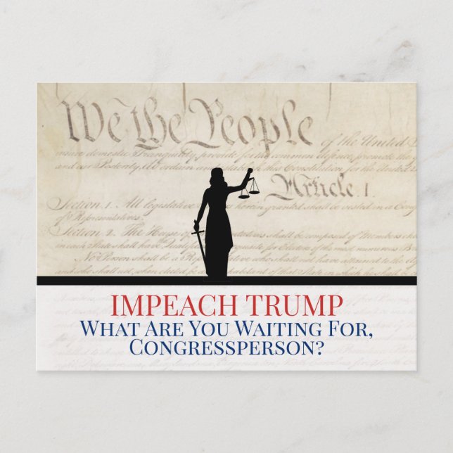 We the People Congress Impeach Trump Lady Justice Postcard (Front)