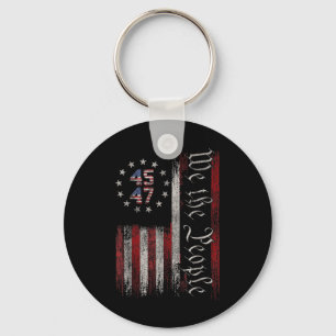We The People Distressed Retro Flag 45 47 Trump Su Key Ring