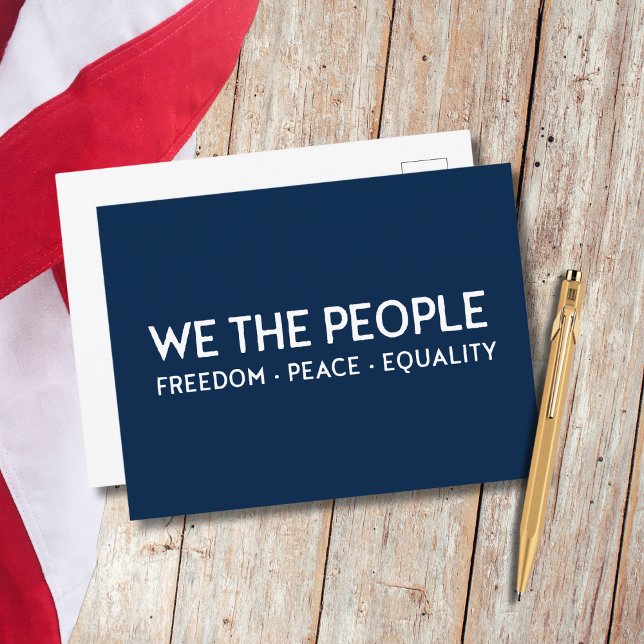 WE THE PEOPLE Freedom Peace Equality | Blue Postcard (Creator Uploaded)