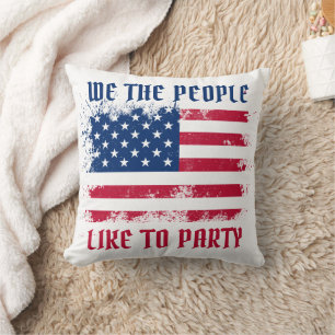 We the people Funny Distressed USA Flag July 4th Cushion