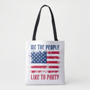 We the people Funny Distressed USA Flag July 4th Tote Bag