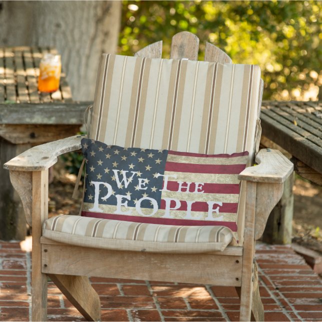 We The People Grunge American Flag  Lumbar Cushion (Chair)
