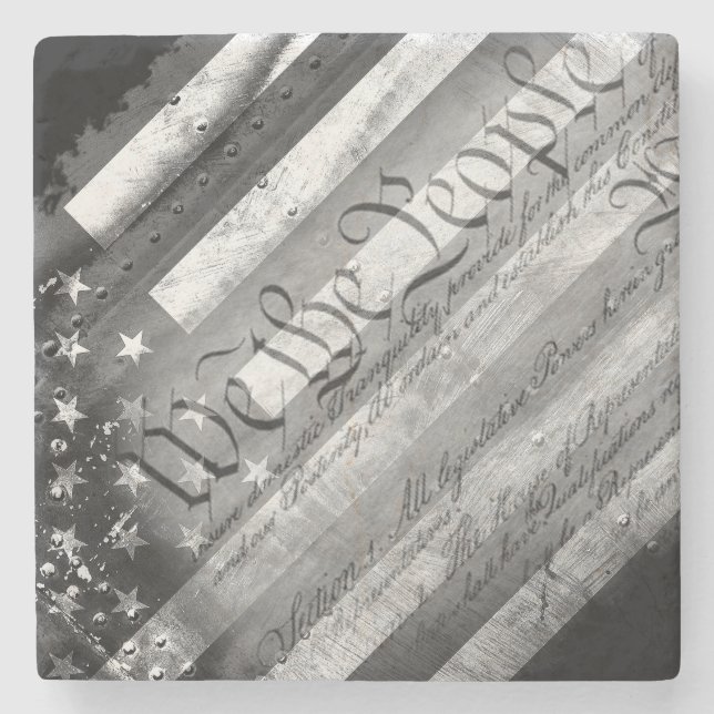We the People Industrial Flag Stone Coaster (Front)