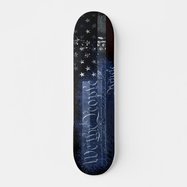 WE THE PEOPLE Industrial Grunge American Flag Skateboard (Front)