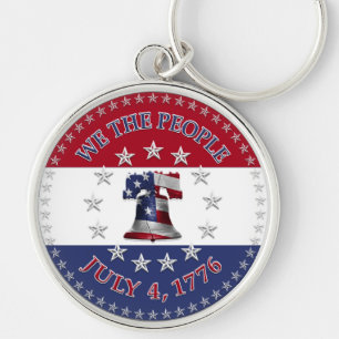 We The People July 4 1776 Bell with 13 & 50 Stars Key Ring