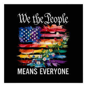We The People Means Everyone Rainbow LGBT Gay Lesb Poster