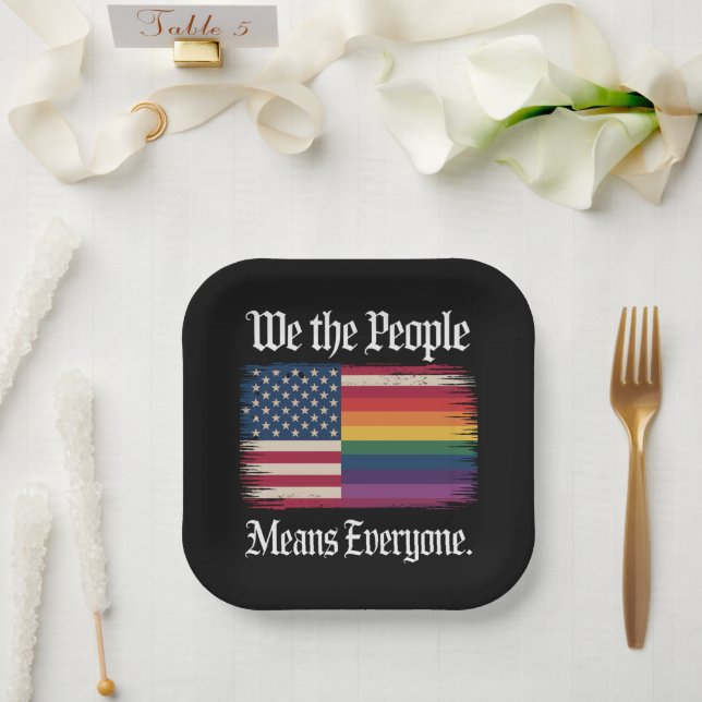We The People Means Everyone Usa Lgbt Equality  Paper Plate (Wedding)