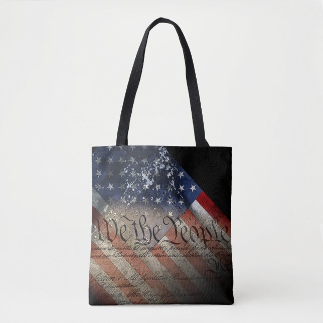 WE THE PEOPLE Modern and Betsy Ross American Flag Tote Bag (Front)
