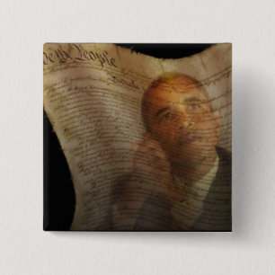 We The People Obama Oil Painting 15 Cm Square Badge